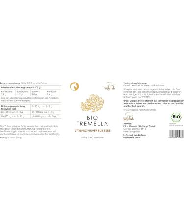 Buy Organic Tremella Mushroom Powder for Animals | 300g | Pure Vital Mushrooms | Highest Quality | Dosage Guide - Buy Online on GoSupps.com