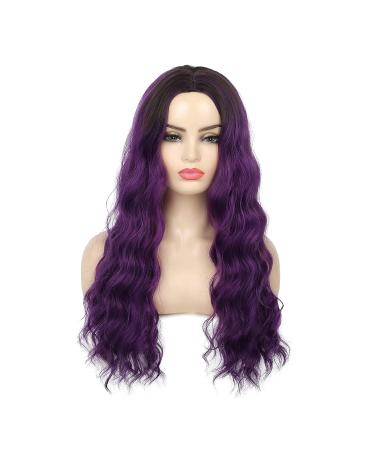 Swiking Ombre Purple Curly Wavy Long Wig for Women | Black Root, Natural & Colorful | Breathable Wig Net | Ideal for Daily Wear, Parties & Cosplay - Buy Online on GoSupps.com