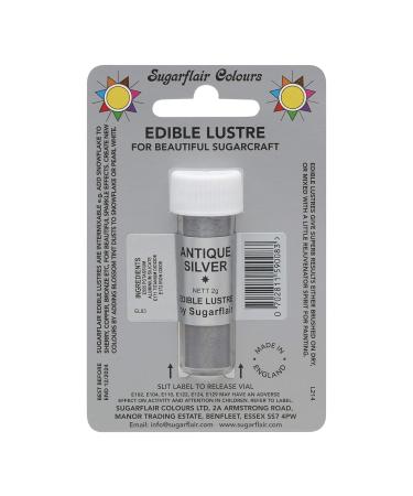 Sugarflair ANTIQUE SILVER Edible Lustre Dust Powder - Cake decorating shimmer