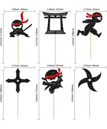 Gyufise 24Pcs Ninja Cupcake Toppers Glitter Martial Arts Karate Kung Fu Warriors Cupcake Picks for Ninja Theme Baby Shower Kids Birthday Party Cake Decorations Supplies Multi Glitter - Buy Online on GoSupps.com