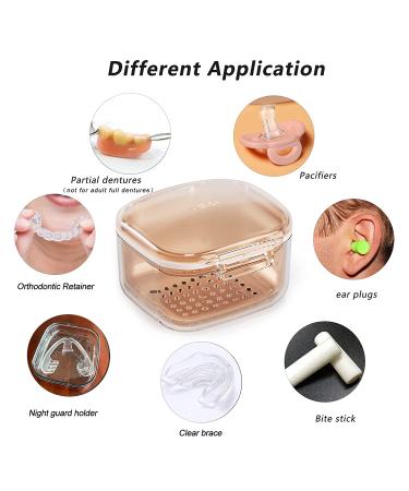 Denture Bath Box with Three-Layer Separation - Retainer Case & Mouth Guards Holder - Blue - 3.15 x 2.08 x 3.35in - Buy Online on GoSupps.com
