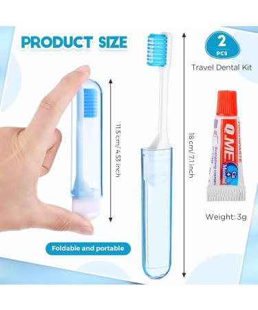 Buy Nuen 2-Piece Portable Soft Travel Toothbrush Set - Foldable Camping Toothbrush with Soft Bristles & Toothpastes for Kids & Adults - Blue Case - Buy Online on GoSupps.com
