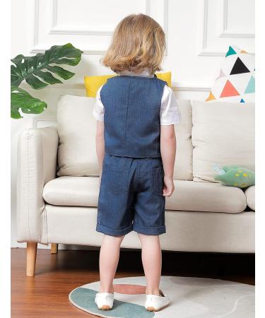 Mint Green Baby Boy 3pcs Gentleman Suit | Herringbone Wedding Christening Outfit | Shirt, Waistcoat & Shorts | 18-24 Months Navy | 1-6 Years - Buy Online on GoSupps.com