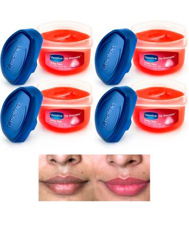 4 Vaseline Therapy Lip Balm Glowing 0.25 Oz Rosy Flavor Petroleum Jelly Mini Jar