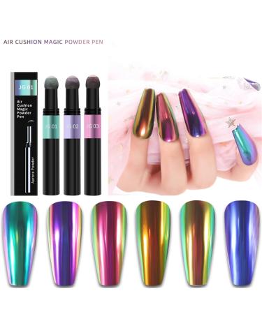 Shop 6-Color Chrome Nail Powder Pen - Holographic & Metallic Finish | Manicure Magic Cushion Pen - Buy Online on GoSupps.com