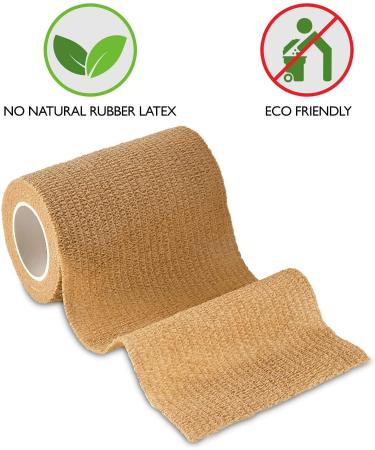 Self Adherent Wrap - Bulk Pack of 6 | Athletic Tape Rolls & Sports Wraps for Ankle Sprains & Swelling | Non-Woven Adhesive Bandage (3 in x 5 Yards) - Beige - Buy Online on GoSupps.com