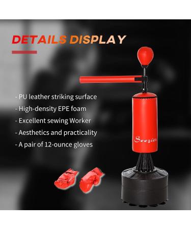 Soozier Boxing Bag Freestanding Punch Bag with Reflex Bar  Gloves  Rotating Flexible Arm  Speed Ball  Waterable Base for Adult & Kids - Buy Online on GoSupps.com