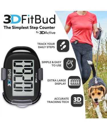 3DFitBud Simple Step Counter Walking 3D Pedometer with Clip and Lanyard  A420S Black - Buy Online on GoSupps.com