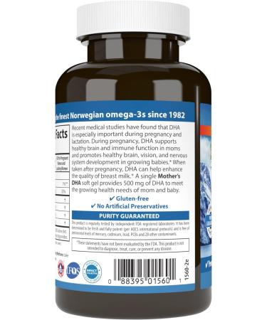 Carlson - Mother's DHA 500 mg DHA Prenatal Support Fetal Development & Immune Health 60 Softgels - Buy Online on GoSupps.com