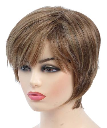 JOLNVCA Pixie Cut Short Brown Wigs for White Women - Blonde Mixed Brown - Buy Online on GoSupps.com