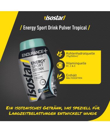 Isostar Endurance Plus Tropical Powder - Isotonic Energy Drink with Maltodextrin Saccharose Antioxidants & Vitamins C & E - 790g Can for Optimal Hydration - Buy Online on GoSupps.com