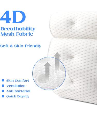 4D Mesh Bath Pillow with Anti-Slip Suction Cups for Neck and Back Support - Spa Tub Jacuzzi Relaxation - Father's Day Gift - Buy Online on GoSupps.com