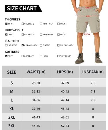 Men's Quick Dry Hiking Cargo Shorts | Lightweight Travel Shorts with Multi Pockets | Khaki X-Large - Buy Online on GoSupps.com