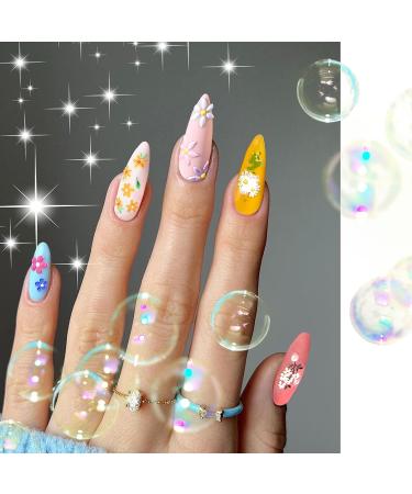 5D Flower Nail Stickers - Exquisite Hollow Patterns for Nail Art DIY | Multi-Design Fingernail Charms with Tweezer - Spring Collection - Buy Online on GoSupps.com