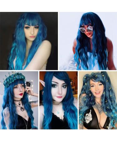 Mildiso 26 Blue Curly Wavy Wig with Bangs for Women - Natural and Cute | M062B - Buy Online on GoSupps.com