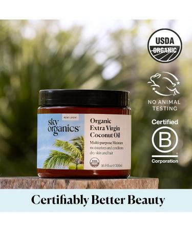 Buy Sky Organics Organic Extra Virgin Coconut Oil for Hair & Skin - 100% Pure Cold-Pressed USDA Certified - 16.9 fl. oz with Free Ebook - Buy Online on GoSupps.com
