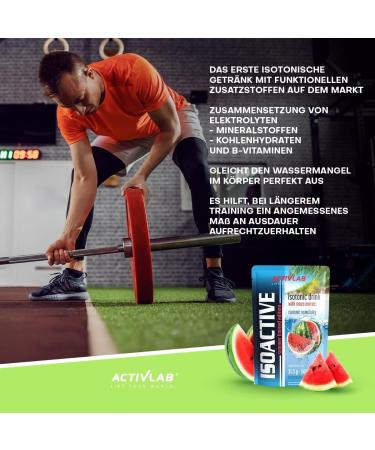 Activlab Isoactive Isotonic Drink with Maca - Electrolyte & B-Vitamins - 20 x 31.5g Watermelon - Practical 500ml Bag - 3x Lab Tested for Optimal Hydration - Buy Online on GoSupps.com