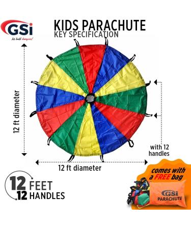GSI Kids 12ft Rainbow Parachute Toy for Gymnastics and Outdoor Activities - Buy Online on GoSupps.com