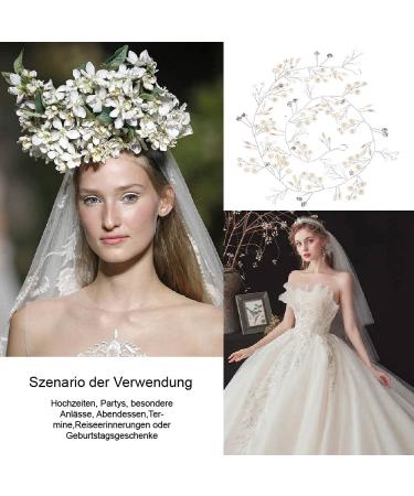 50cm Wedding Hair Jewelry | Bride Pearl Rhinestone Headband | Silk Flower Accessories for Curly Hair & Girls - Buy Online on GoSupps.com