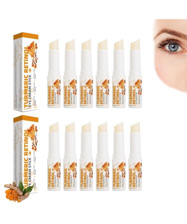 Turmeric Eye Balm, Anti Aging Eye Cream, Eye Cream, Retinol Eye Stick, Moisturizing Eye Stick Against Puffiness and Dark Circles (12 pcs)