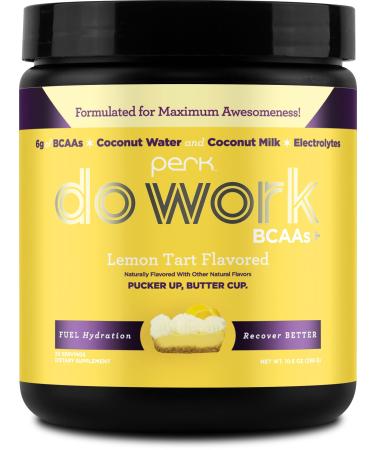 Perk BCAAs + Hydration Electrolytes Powder (Lemon Tart Flavored 20 Servings) - with Coconut Water and Coconut Milk