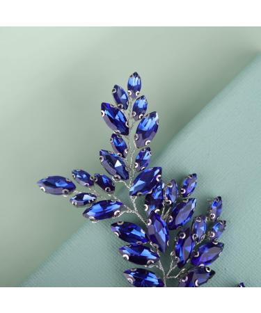 Kercisbeauty Wedding Bridal Something Blue Crystal Headband Rhinestones Silver Hair Piece for Women Girls Updo Hair Jewelry (Blue) - Buy Online on GoSupps.com