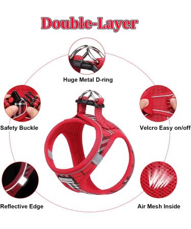 Suredoo Dog Harness for Small Dogs - Leash Included Reflective & Breathable - Perfect for Small & Medium Breeds (Red Checked XL) - Buy Online on GoSupps.com