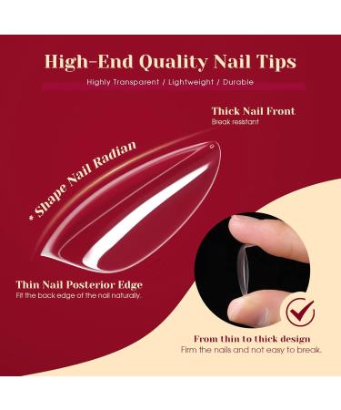Rosalind Almond Nail Tips - 264pcs Clear Gel Full Cover for Nail Art | Medium Soft Tips | 12 Sizes Included - Buy Online on GoSupps.com