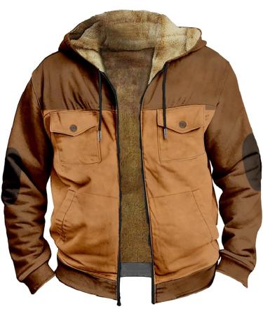 Men's Oversize Fleece Hoodie Jacket - Warm Plush Winter Coat Elegant Long Sleeve Breathable Cuddly Upperwear (4XL Coffee) - Buy Online on GoSupps.com