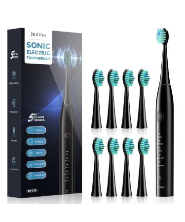 Sonic Electric Toothbrush with 8 Dupont Brush Heads, Rechargeable Sonic Electric Toothbrush for Adults and kids with V-Sonic Technology, 5 Modes & Smart Timer, 3 Hours Fast Charge Lasts up to 60 Days