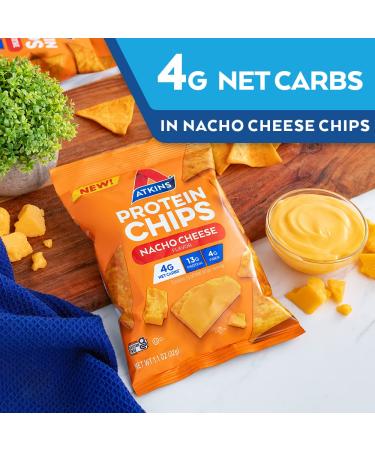 Atkins Nacho Cheese Protein Chips - Keto Friendly, Baked Not Fried - 12 Count - Buy Online on GoSupps.com