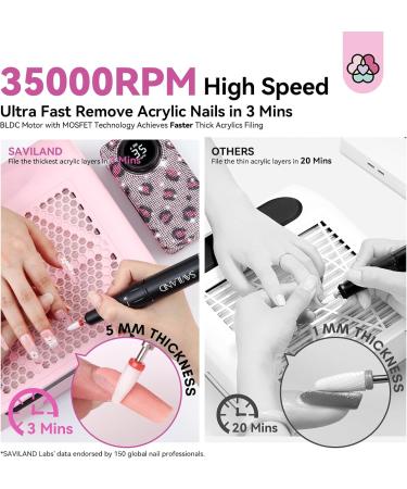 SAVILAND Portable Nail Drill 35000RPM: Professional E-File Rechargeable Electric Filer Acrylic Removal Endurance Diamond Shiny Drill Dremel Ceramic Bits Expert Salon Use Manicure Pedicure Pink Leopard Print - Buy Online on GoSupps.com
