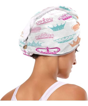 Princess Crown Dry Hair Cap - 2 Piece Quick Drying Towel Set with Button Headband | Super Absorbent & Soft for Effortless Hair Care - International Shipping Available - Buy Online on GoSupps.com