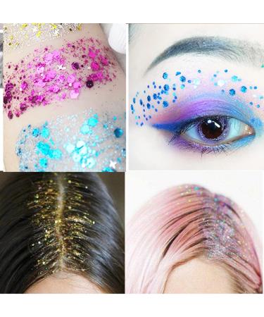 GL-Turelifes 50ml Body Glitter Gel - Mermaid Sequins Chunky Glitter for Face, Body, Hair - Easy to Apply & Remove - Festival & Halloween Makeup - Long Lasting Sparkling - Blue Purple - Buy Online on GoSupps.com