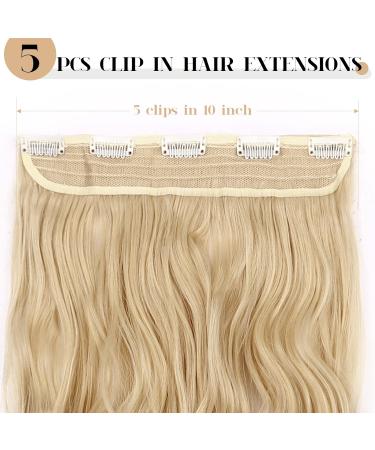 S-noilite Clip in Hair Extensions 24 Inch - Golden Mix Bleach Blonde Curly Wavy Hairpiece - Buy Online on GoSupps.com
