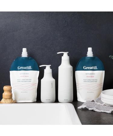 Eco-Friendly Dish Soap Starter Kit | Grey Stainless Steel Bottle & Grapefruit Mandarin Refill - All-Natural Essential Oils | International Shipping - Buy Online on GoSupps.com