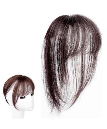 Agatige Clip in Bangs for Women Human Hair 3D Hair Front Bangs Extensions French Bangs Synthetic Straight Hairpiece Curved Thin Hair Bangs for Daily Wear