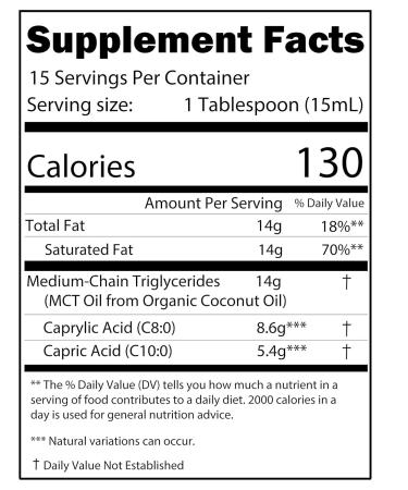 Kate Naturals MCT Oil for Coffee. Pure Coconut MCT C8 and C10 Oil (8oz Organic Unflavored) 8.00 Fl Oz (Pack of 1) - Buy Online on GoSupps.com