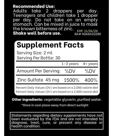 High Potency Vegan Zinc Mineral Supplement - Liquid Drops for Immune Support - Non GMO - Natural Formula (2 Fl Oz) - Buy Online on GoSupps.com