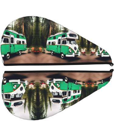 Happy Camper Green Coral Velvet Dry Hair Cap | Ideal for Home Travel Pool Parties & More - Quick Drying & Soft Comfort - Buy Online on GoSupps.com