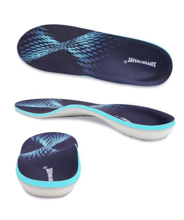 Orthopedic Insert Men Women Metatarsal Insoles Relief Plantar Fasciitis Pain Flat Feet Overpronation Heel Spurs Pads 210lbs+ Heavy Duty High Arch Support Inserts Size(10-10 1/2) MEN (10-10 1/2)|WOMEN (12-12 1/2)--290MM Blue