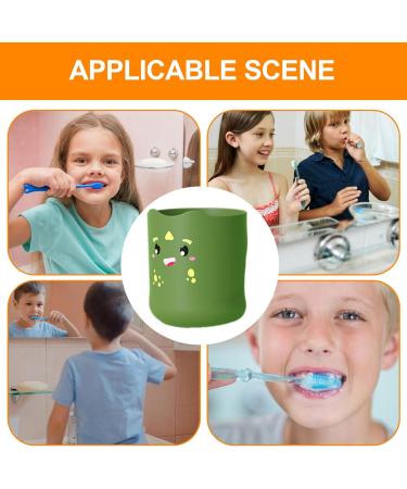 Shakven Kids Toothbrush Cup | 300ml Cartoon Water Cup Mouth Rinse Cup Adorable Bathroom Cup Smooth Kids Cup for Boys Girls Toothbrush Little Dinosaur - Buy Online on GoSupps.com