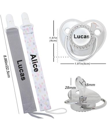 Personalized Baby Pacifiers & Clips Set 4 Pack with Names | Perfect Gift for Newborn Boys & Girls | Glittering Accessories (0-6 Months) - Ship Worldwide - Buy Online on GoSupps.com