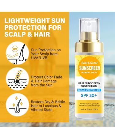 Scalp Sunscreen Spray SPF 30 - Protect Color & Moisture | Non-Greasy Hair Sunscreen 120ML - Buy Online on GoSupps.com
