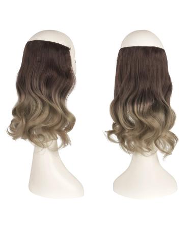 Feshfen Secrets Hair Extensions - Long Corrugated Invisible Synthetic Hair | 35 cm Ombre Medium Brown to Light Ash Brown - Perfect for Women - Buy Online on GoSupps.com