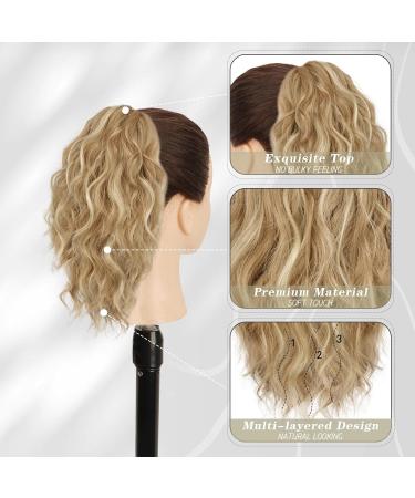 Barsdar 30cm Clip-In Ponytail Hair Extension - Multi-Layered Synthetic Wavy Tail in Light Ash Blonde & Highlights for Women & Girls - Buy Online on GoSupps.com