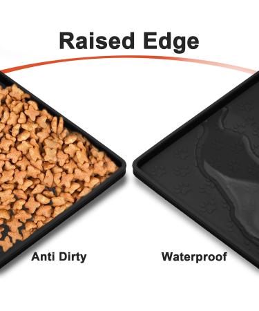 Moacc Feed Mats for Dogs & Cats - Slipproof Waterproof Silicone Pet Food Mat (60x40cm) with Black Paw Pattern - Buy Online on GoSupps.com