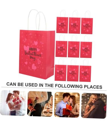 COOLHIYA 10pcs Valentine's Day Tote Reusable Gift Valentines Heart Design Bags Valentine Gift Bags Valentines Bags Valentines Day Gift Bags Candy Bags Delicate Decorations Paper Child 1 count (Pack of 1) As Shown 1 - Buy Online on GoSupps.com