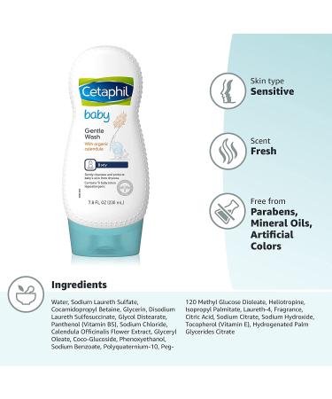 Cetaphil Baby Gentle Wash 7.8 fl oz - Gentle Cleansing for Sensitive Skin - Buy Online on GoSupps.com