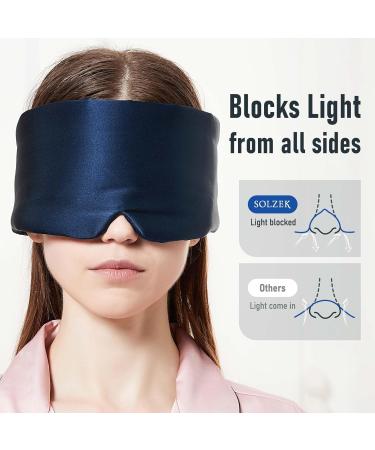 Nature Silk Sleeping Mask - Soft Featherweight Eye Mask with Adjustable Velcro Blackout - Large Wrap-Around Blindfold for Wild Sleepers (Navy Blue - Buy Online on GoSupps.com